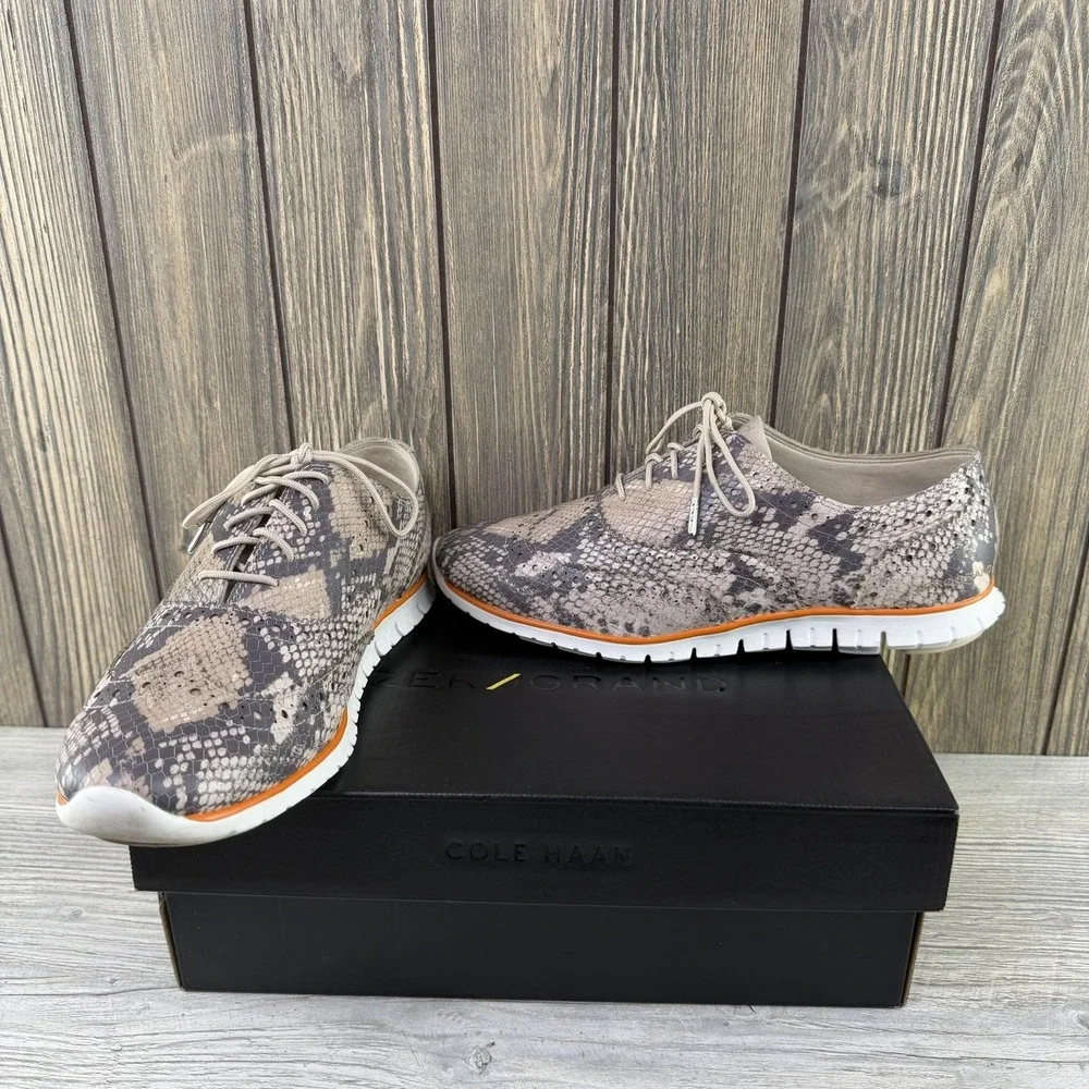 Cole Haan Zerogrand Wing Ox II Python Print Women's Oxford Shoes 8.5B